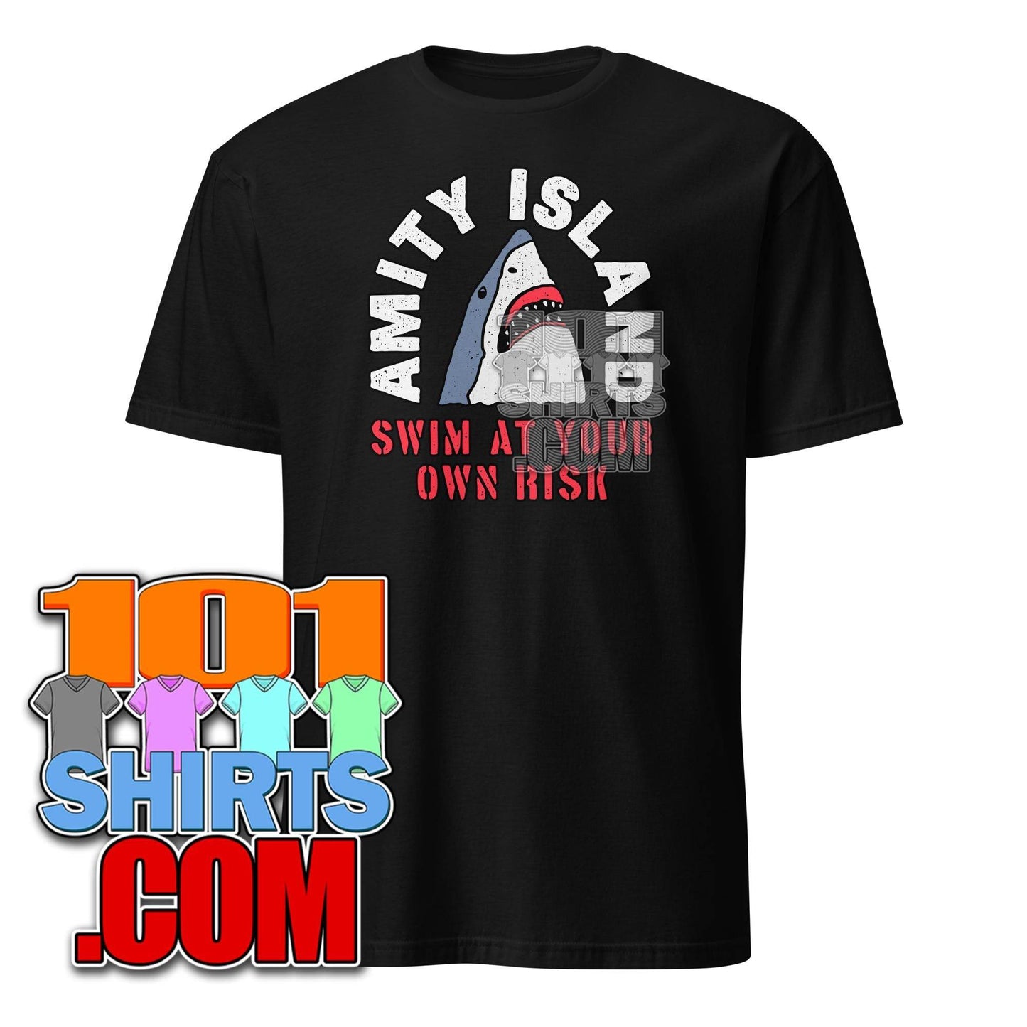 Swim at Own risk Amity Island Jaws Caution Funny Movie Parody T-Shirt - 101SHIRTS