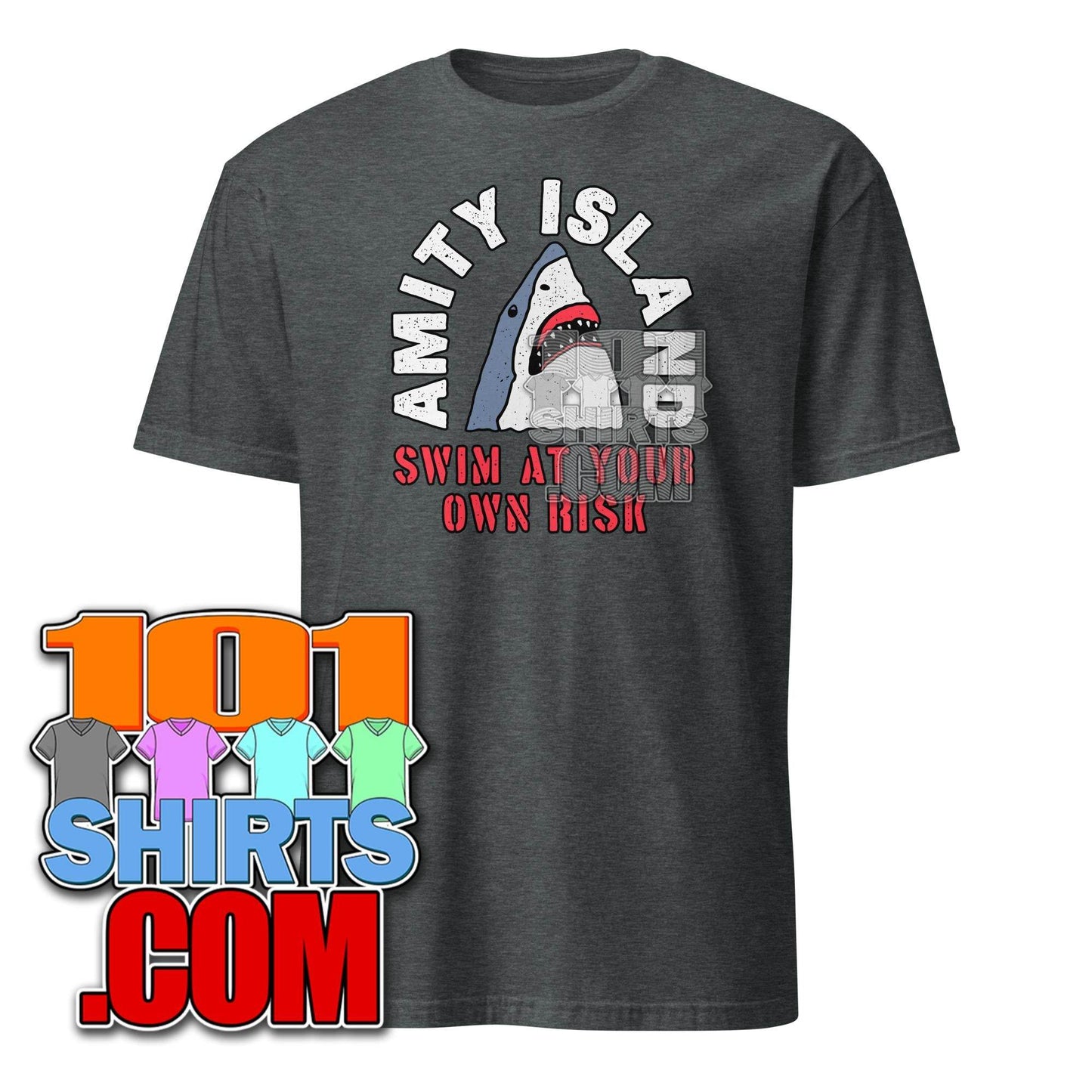 Swim at Own risk Amity Island Jaws Caution Funny Movie Parody T-Shirt - 101SHIRTS