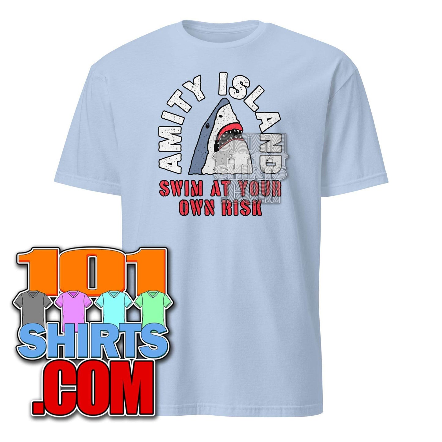 Swim at Own risk Amity Island Jaws Caution Funny Movie Parody T-Shirt - 101SHIRTS
