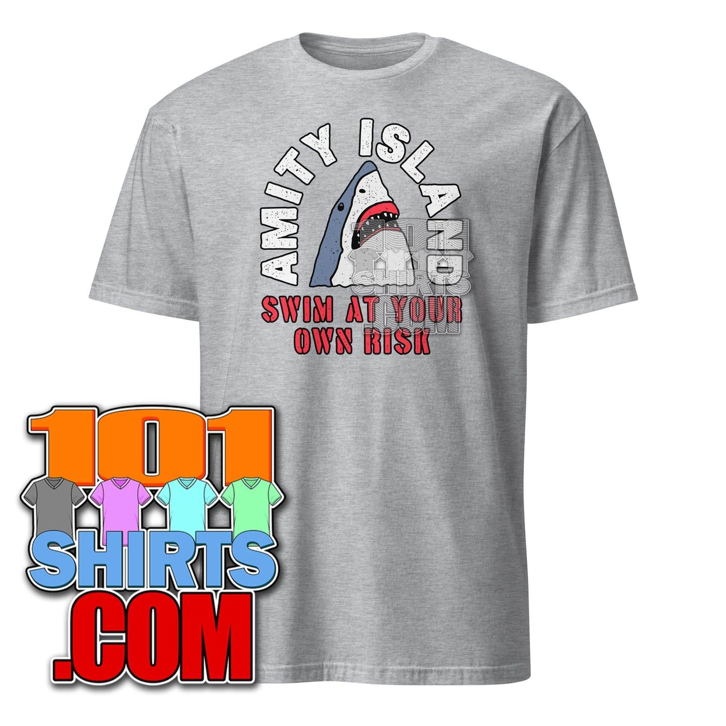 Swim at Own risk Amity Island Jaws Caution Funny Movie Parody T-Shirt - 101SHIRTS