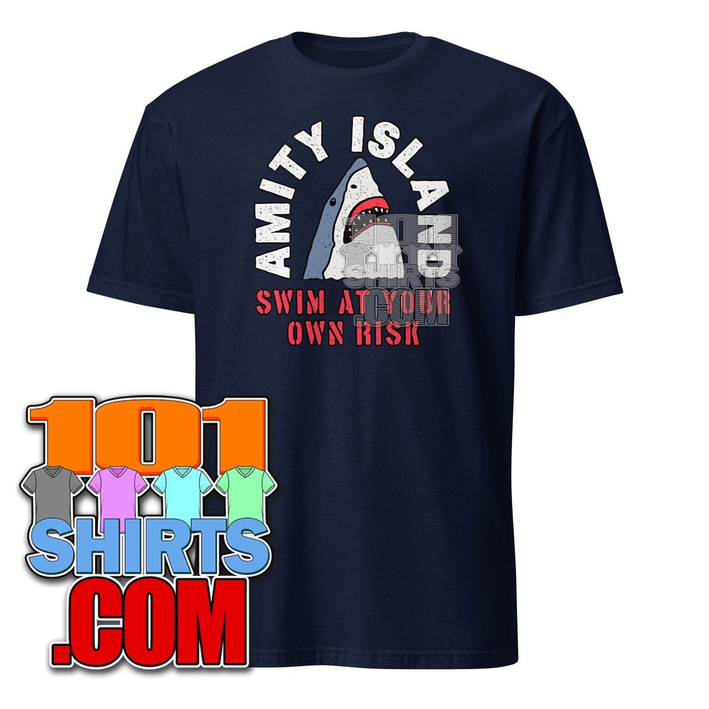 Swim at Own risk Amity Island Jaws Caution Funny Movie Parody T-Shirt - 101SHIRTS