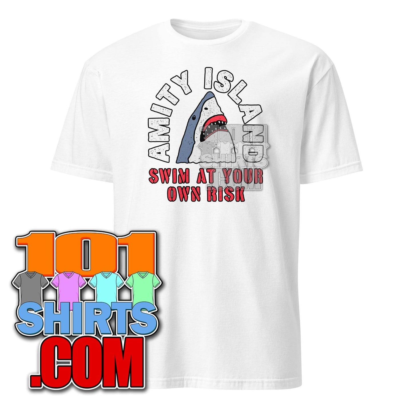 Swim at Own risk Amity Island Jaws Caution Funny Movie Parody T-Shirt - 101SHIRTS