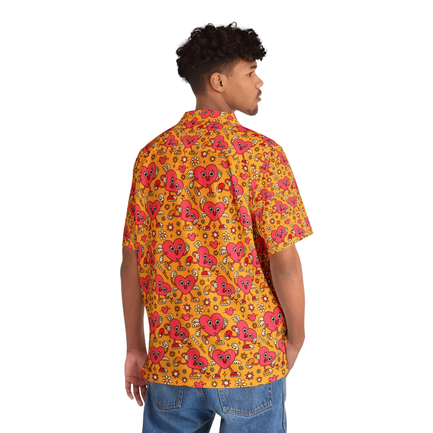 Retro Cartoon Characters Hearts Love Funny Hawaiian Aloha Shirt