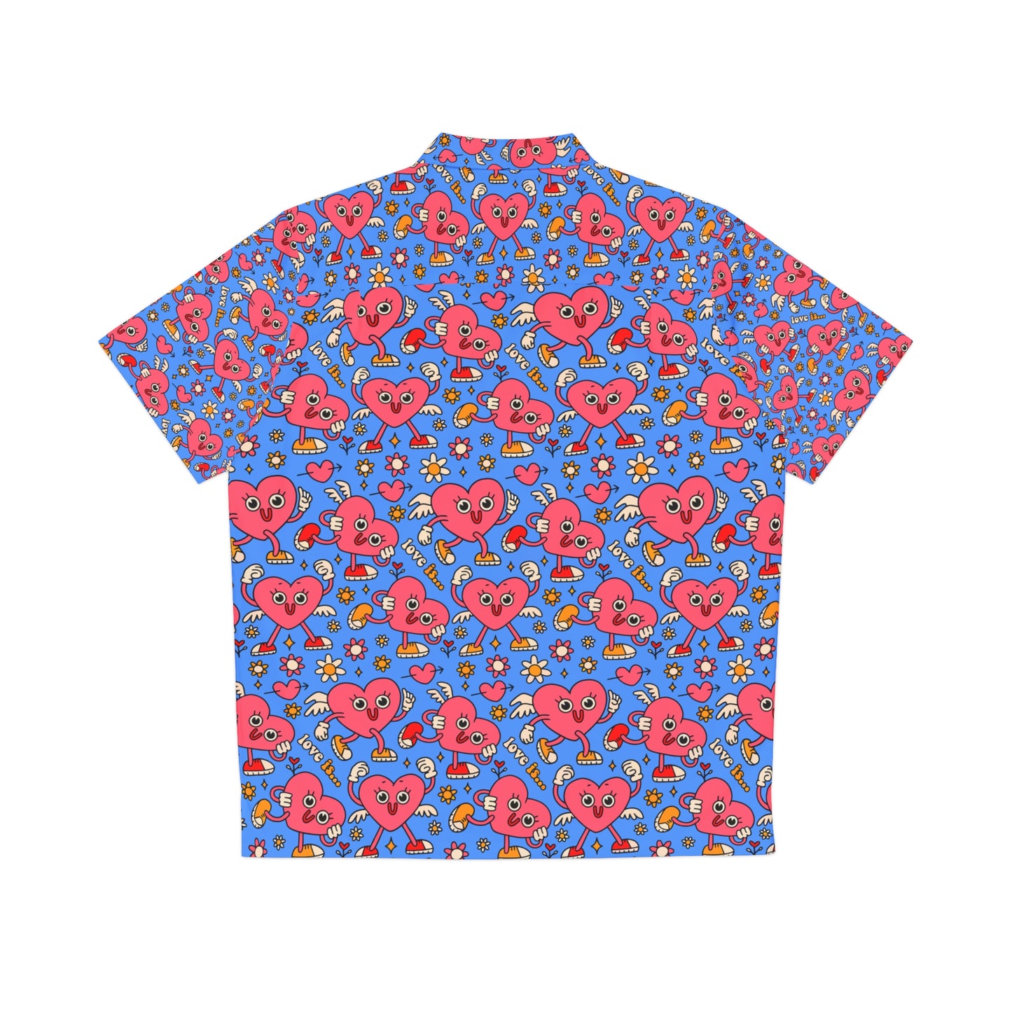 Retro Cartoon Characters Hearts Love Funny Hawaiian Aloha Shirt