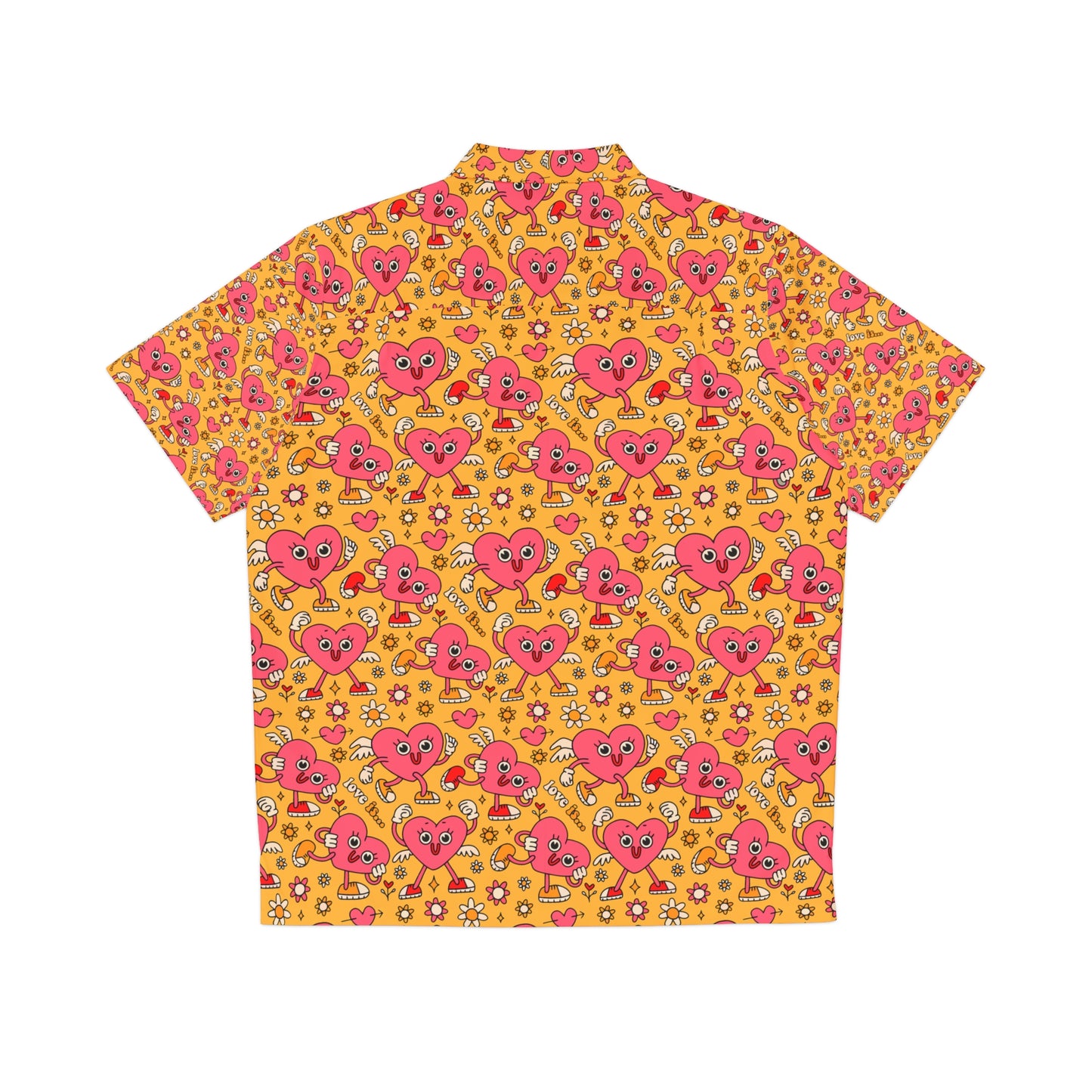 Retro Cartoon Characters Hearts Love Funny Hawaiian Aloha Shirt