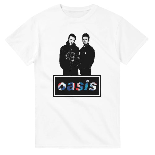 Oasis Liam & Noel Union Jack T-Shirt Britpop Icons Band Merch 2025 Tour Tee