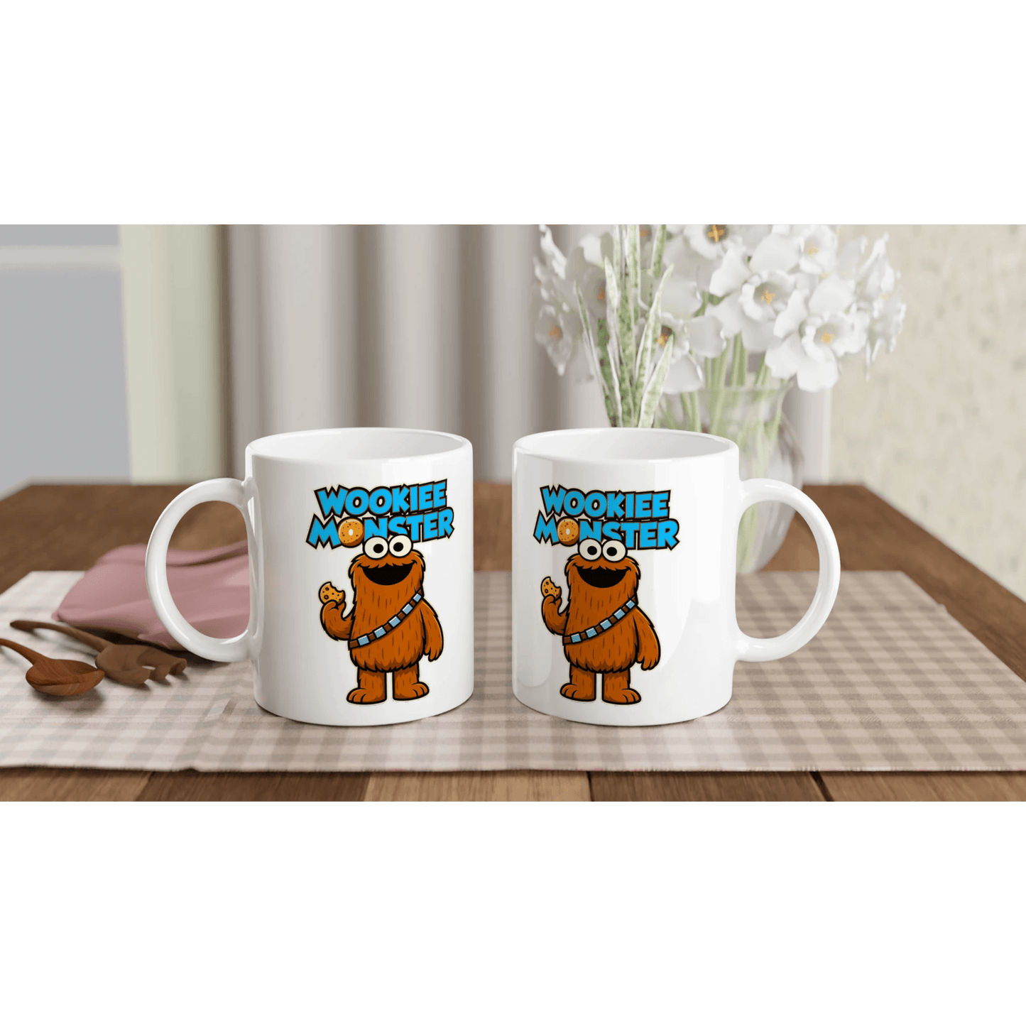Wookiee Monster Mug - Funny Star Wars & Sesame Street cookie monster Parody, Cute Sci-Fi Coffee Cup - 101SHIRTS