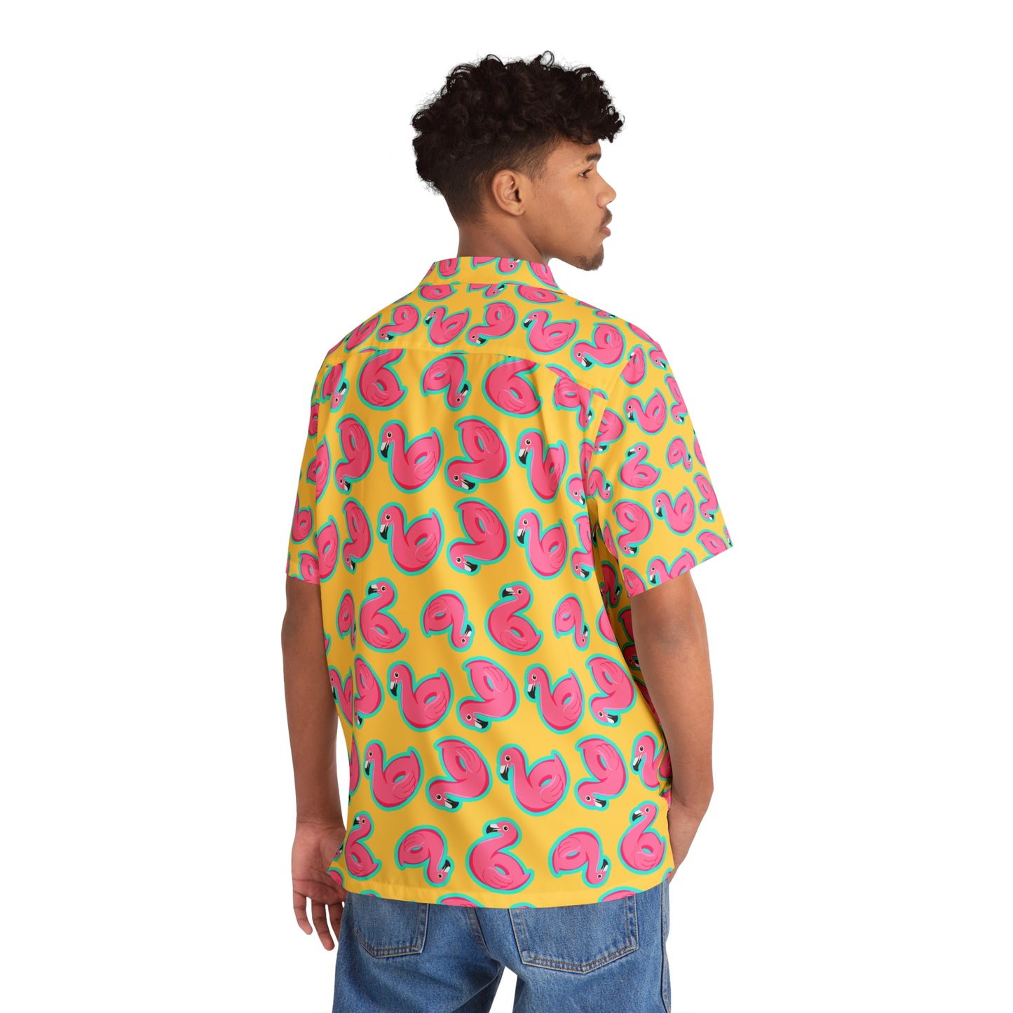 Swimming Pool Tropical Flamingo Swimming Tire Party Funny Hawaiian Aloha Shirt