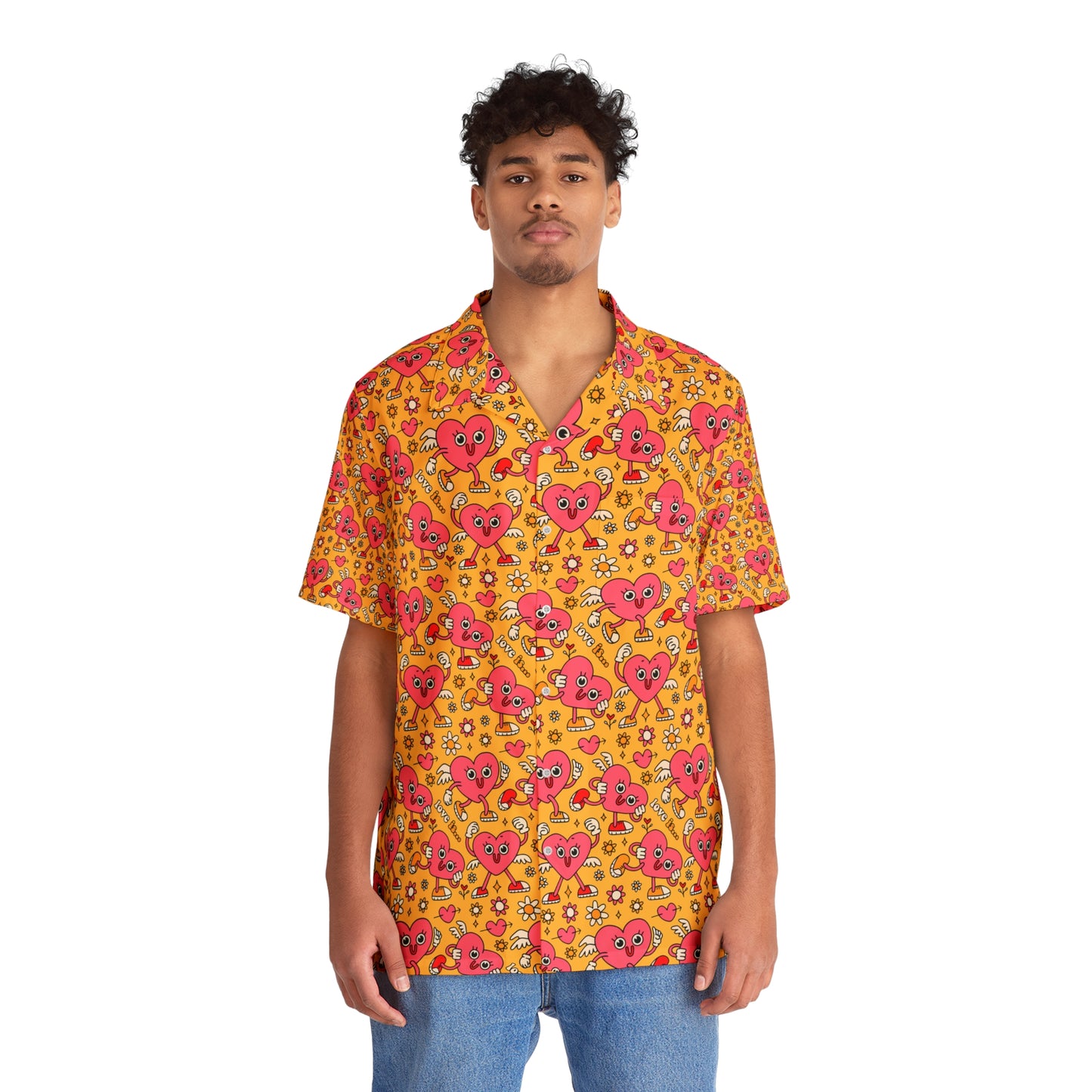 Retro Cartoon Characters Hearts Love Funny Hawaiian Aloha Shirt