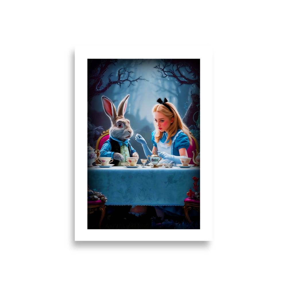 Alice in Wonderland White Rabbit Clock Tea Party Illustration Art Print Poster A1 23.3″×33.1″ - 101SHIRTS