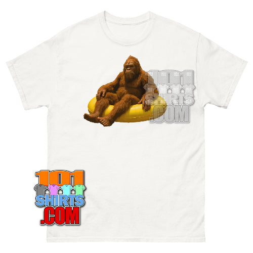 Bigfoot River Float T-Shirt Funny Sasquatch Relaxing Tee