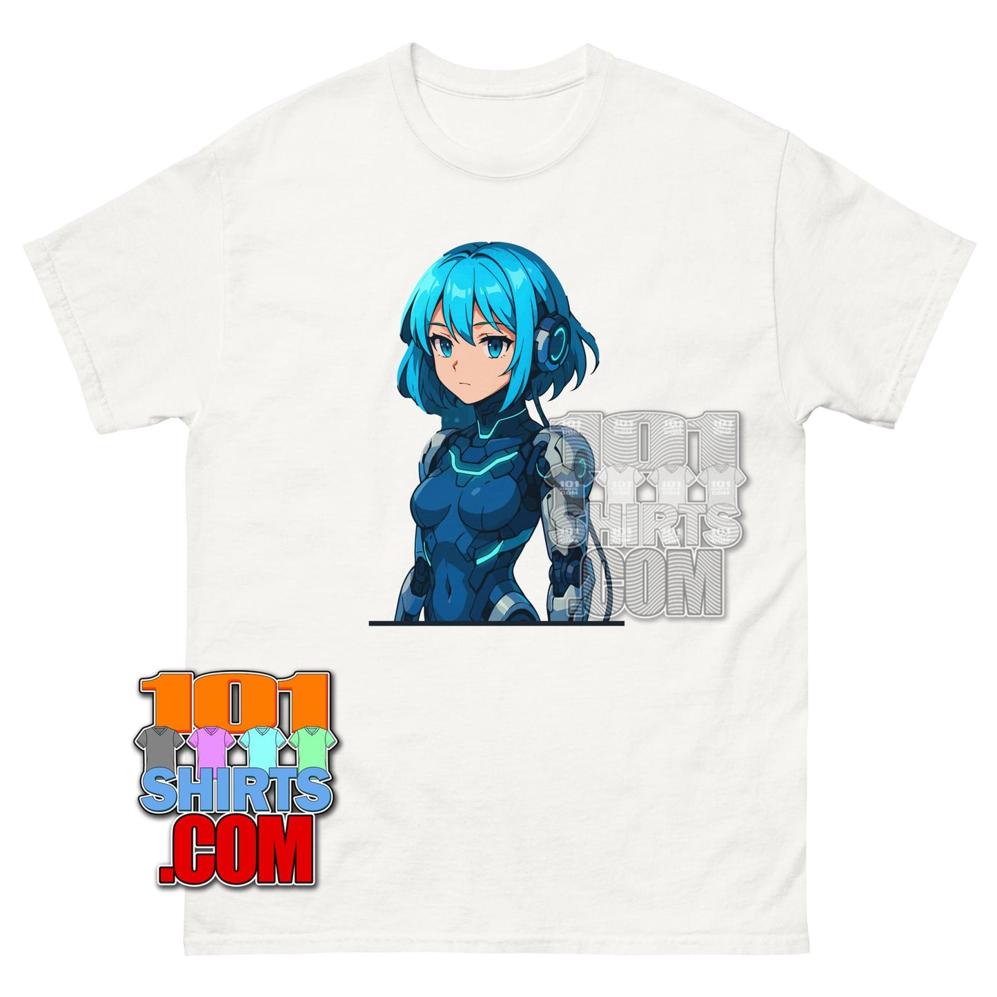 Cyberpunk Anime Girl T-Shirt Sci-Fi Mecha Waifu Aesthetic Tee