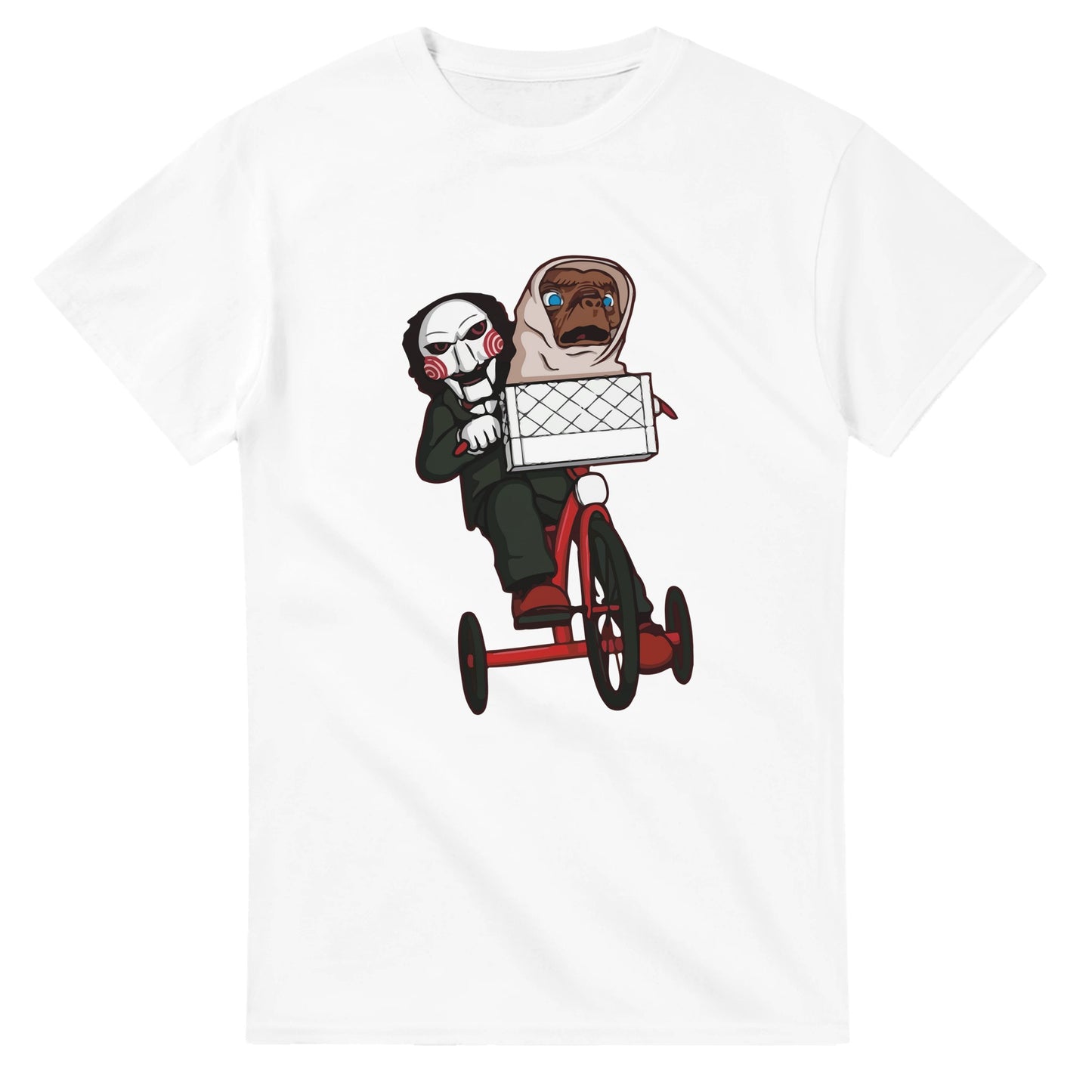 Jigsaw E.T. T-Shirt Funny Horror Crossover Edgy Pop Culture Tee