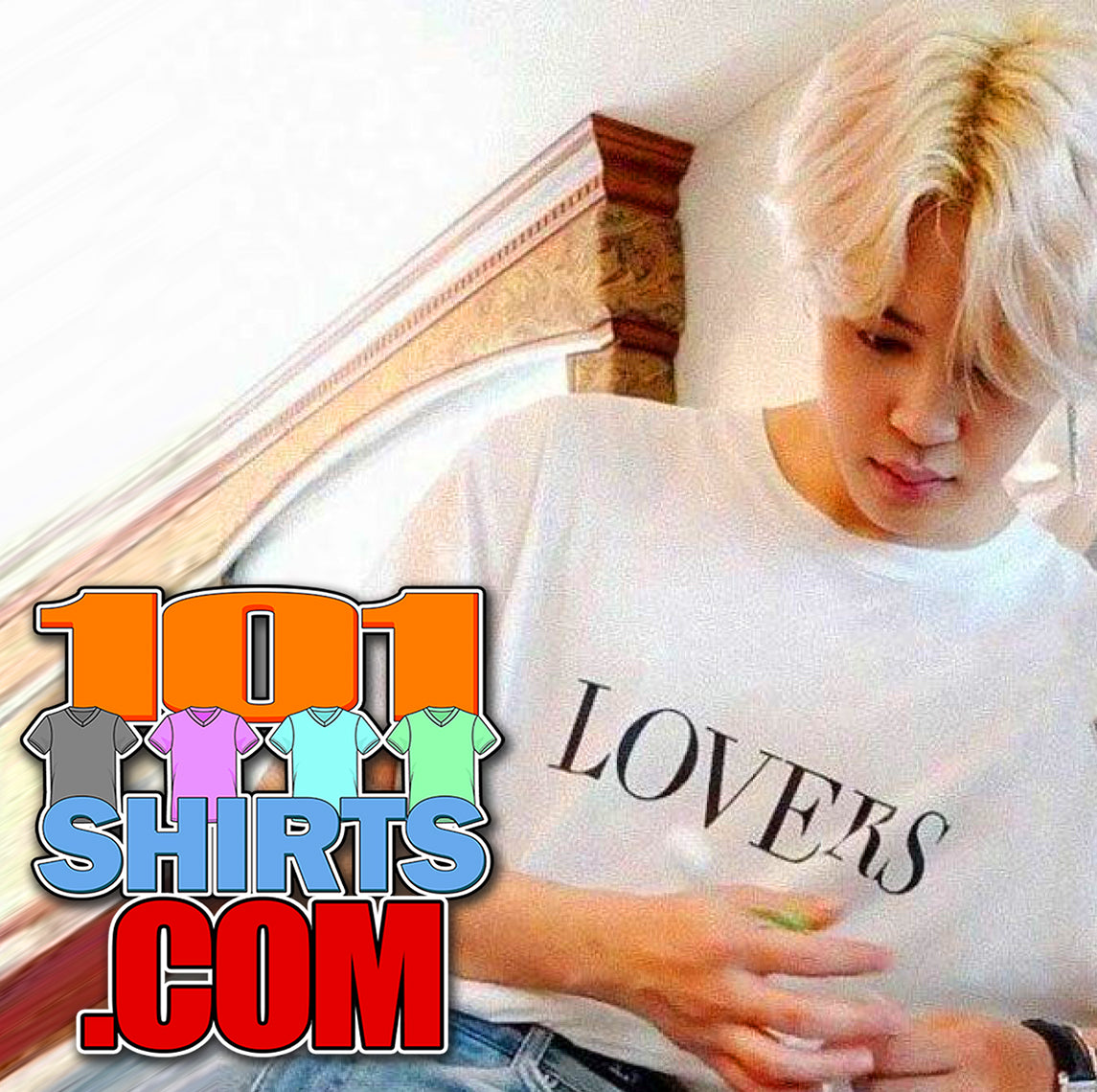 Lovers Tee worn by Jimin on a BTS Video K-Pop Band T-Shirt