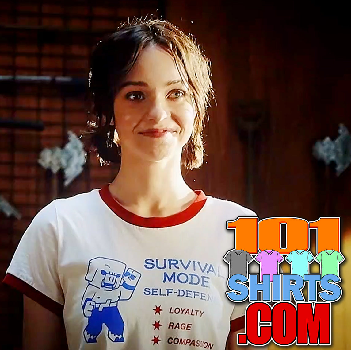 Minecraft Movie Survival Mode Self Defense Natalie Emma Myers Ringer T-Shirt
