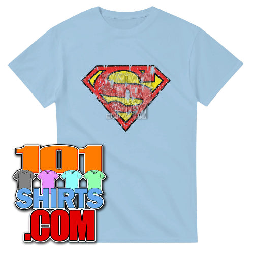 The_Big_Bang_Theory_Sheldon_Cooper_Light_Blue_Distressed_Superman_Shield_T-Shirt