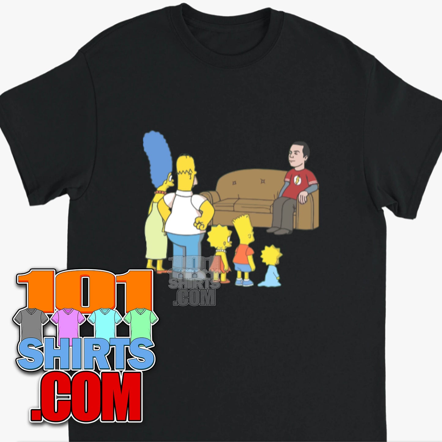 The Simson Sheldon Cooper Big Bang Theory Couch Parody T-Shirt