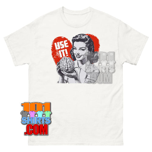 Use Your Brain T-Shirt Retro Wisdom Clever Humor Tee
