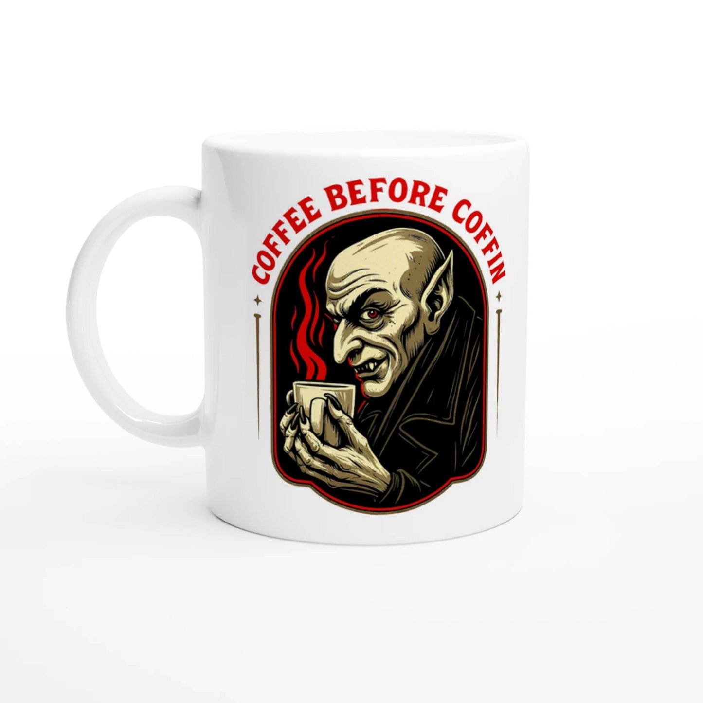 Vampire Coffee Lover Mug - Gothic Horror Art, Unique Spooky Gift, Dracula Fan Coffee Cup - 101SHIRTS