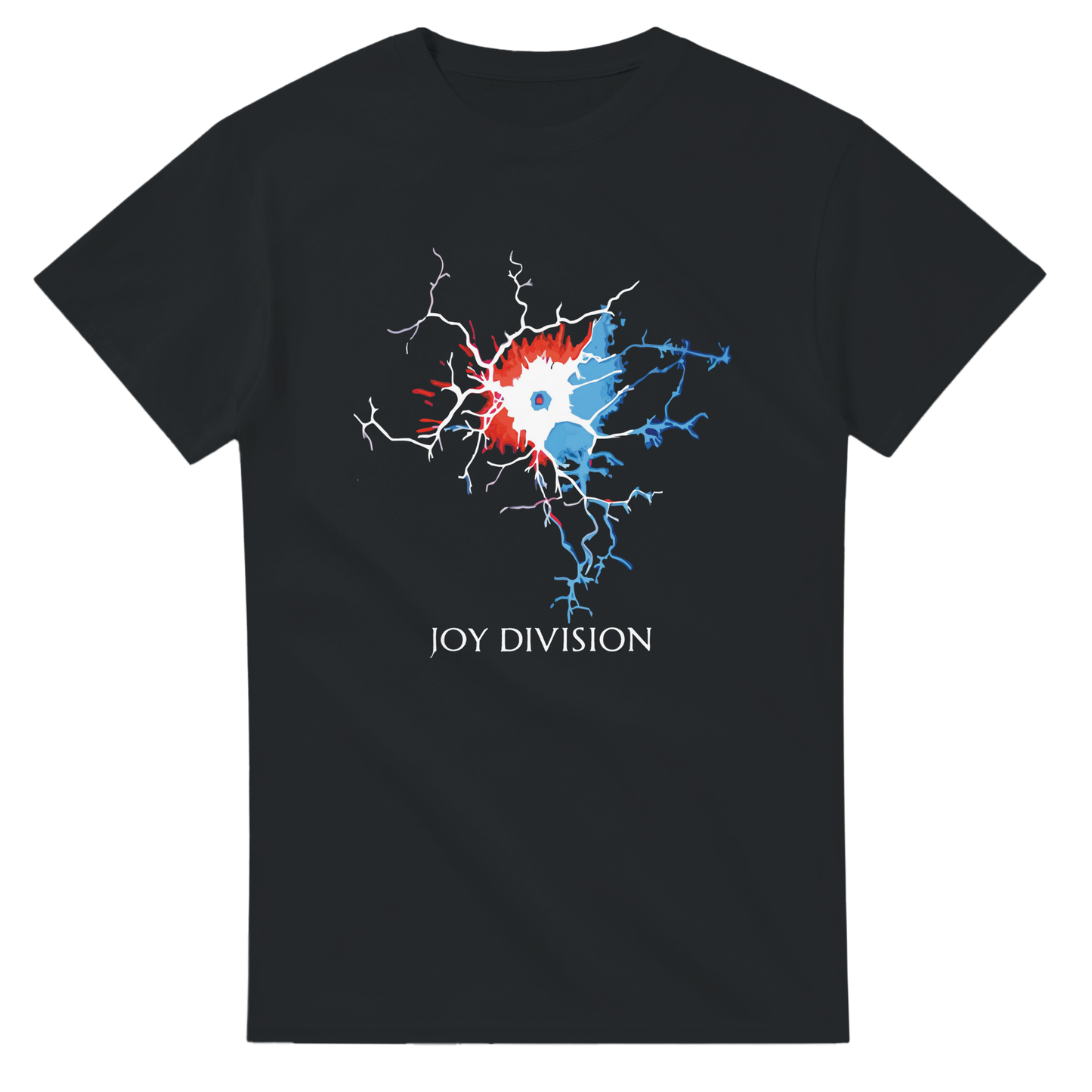 Black Joy Division concert t-shirt with colorful abstract graphic design by 101SHIRTS