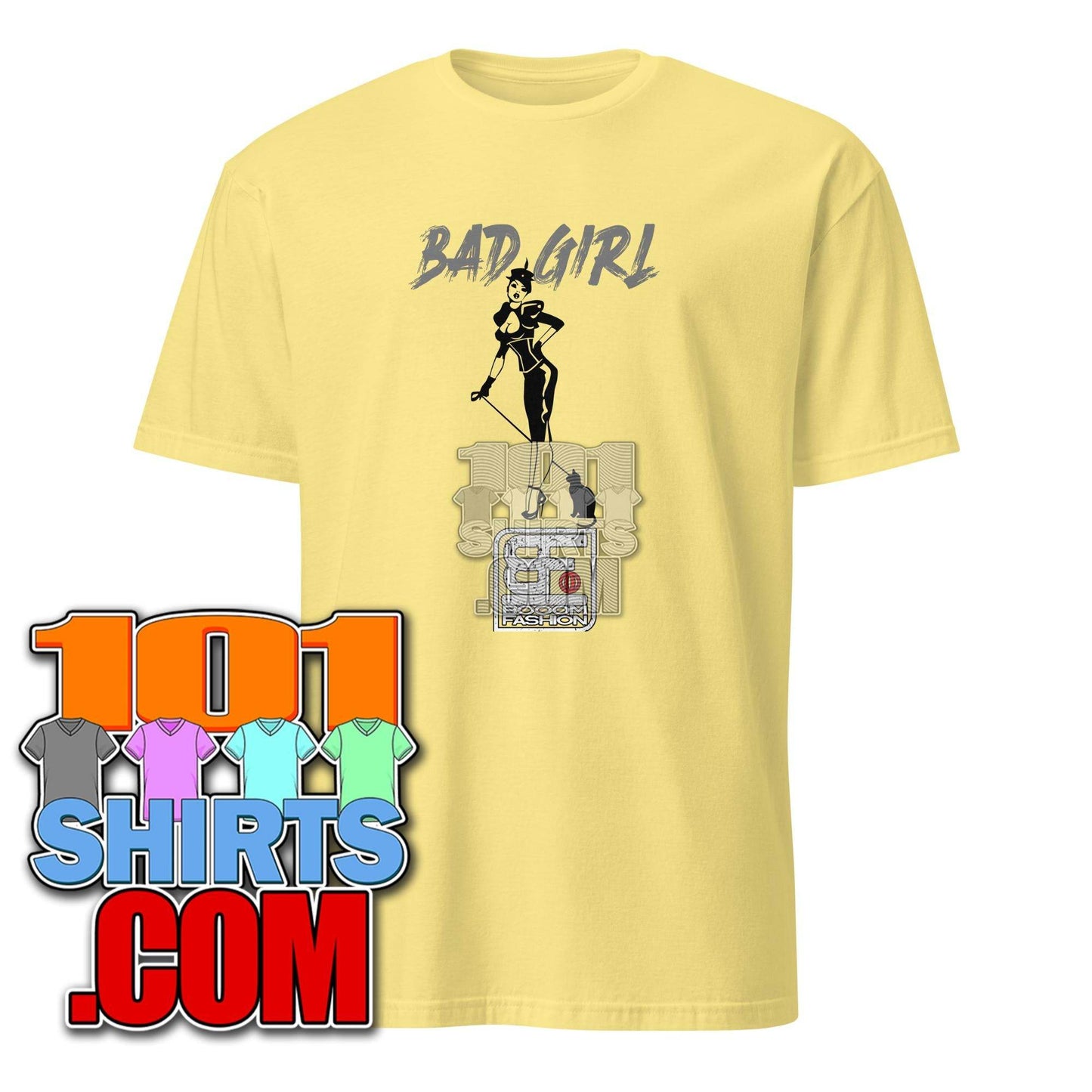 Bad Girl with Cat Vintage BDSM Bondage Fetish Kinky Cool Art Design Booomfashion Unisex T-Shirt - 101SHIRTS