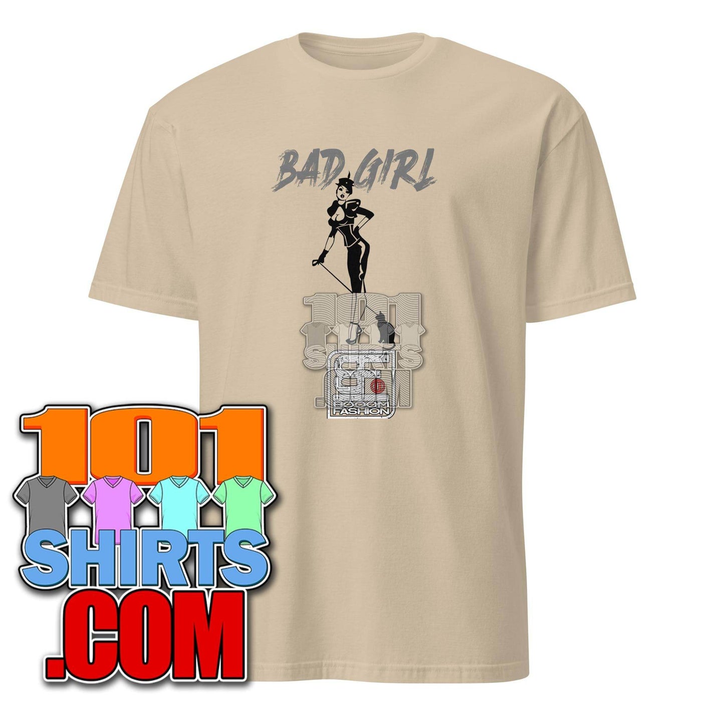 Bad Girl with Cat Vintage BDSM Bondage Fetish Kinky Cool Art Design Booomfashion Unisex T-Shirt - 101SHIRTS
