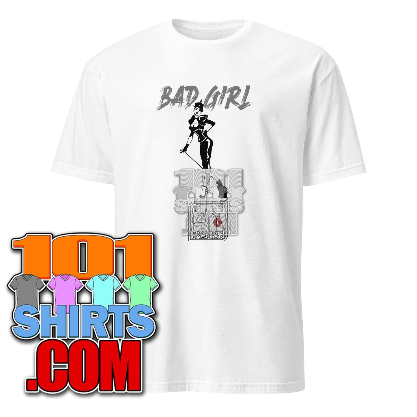 Bad Girl with Cat Vintage BDSM Bondage Fetish Kinky Cool Art Design Booomfashion Unisex T-Shirt - 101SHIRTS