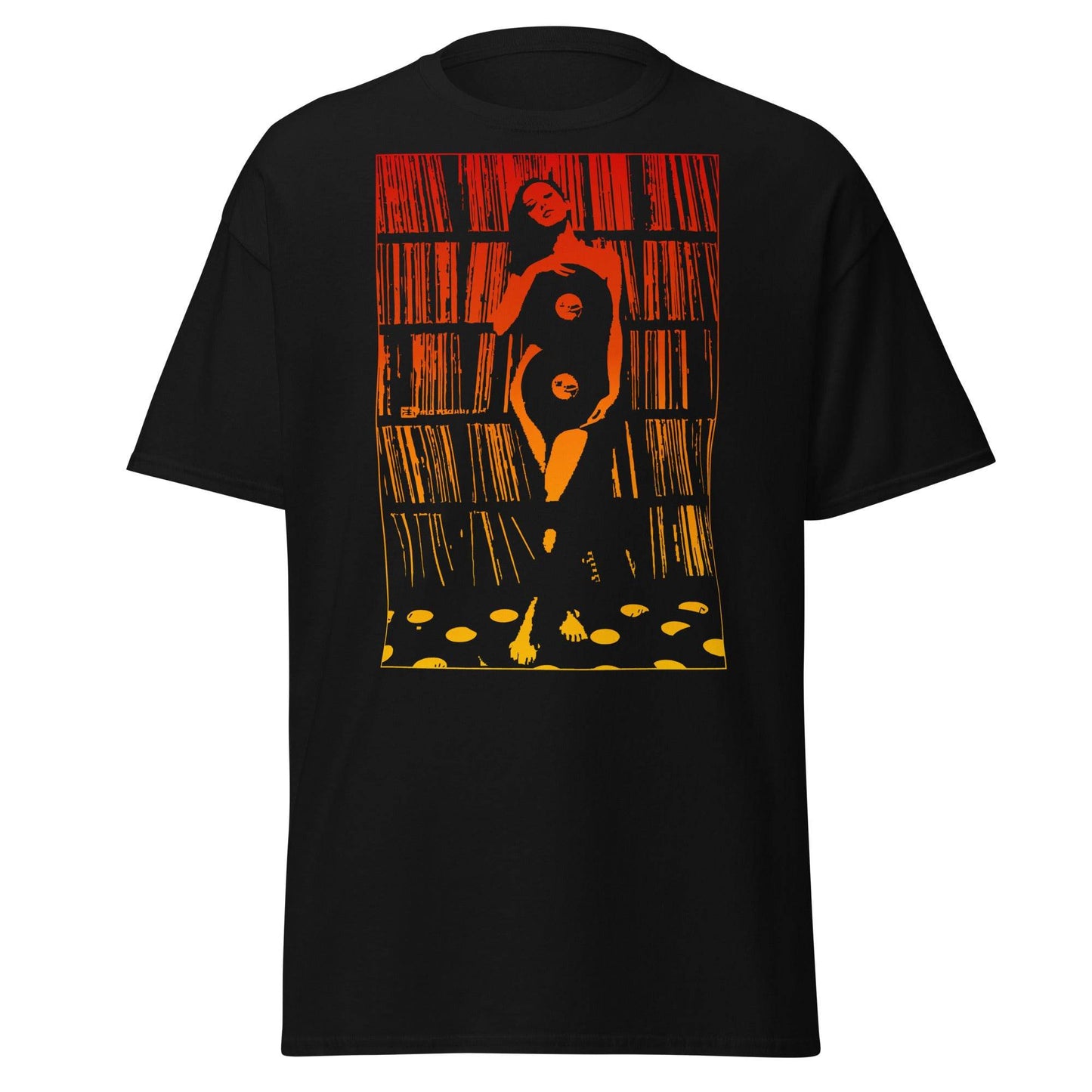 Vinyl Turntable Dj Collection Sexy Women Art Print Graphic Vintage T-Shirt - 101SHIRTS