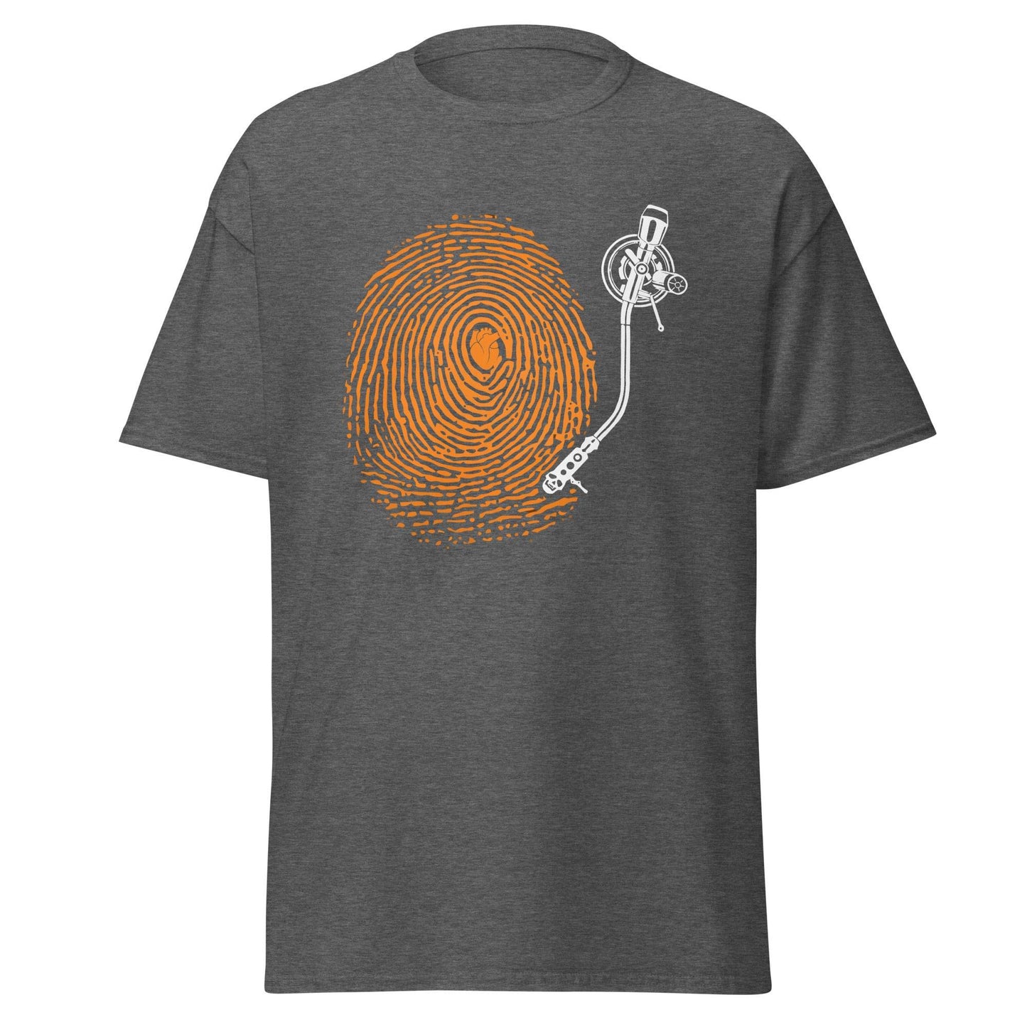 Vinyl Turntable Fingerprint Dj Human Heart Art Print Graphic T-Shirt - 101SHIRTS
