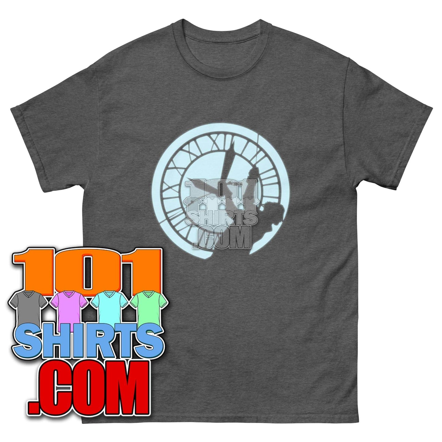 Back to the Future Doc Brown Clock Tower Silhouette Hill Valley Courthouse Square T-Shirt - 101 Shirts com - 101SHIRTS