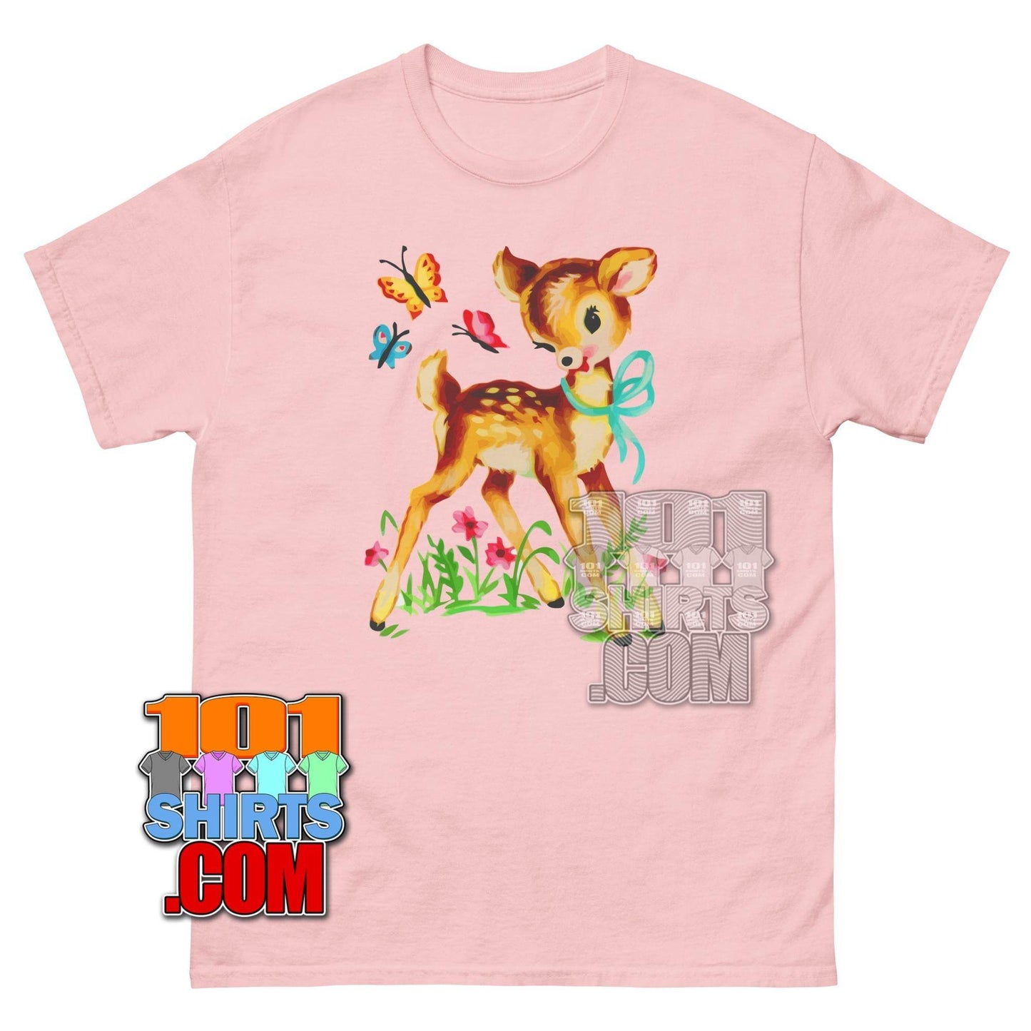 Cute Retro Fawn T-Shirt | Vintage Deer & Butterfly Tee | Animal Lover Gift - 101SHIRTS