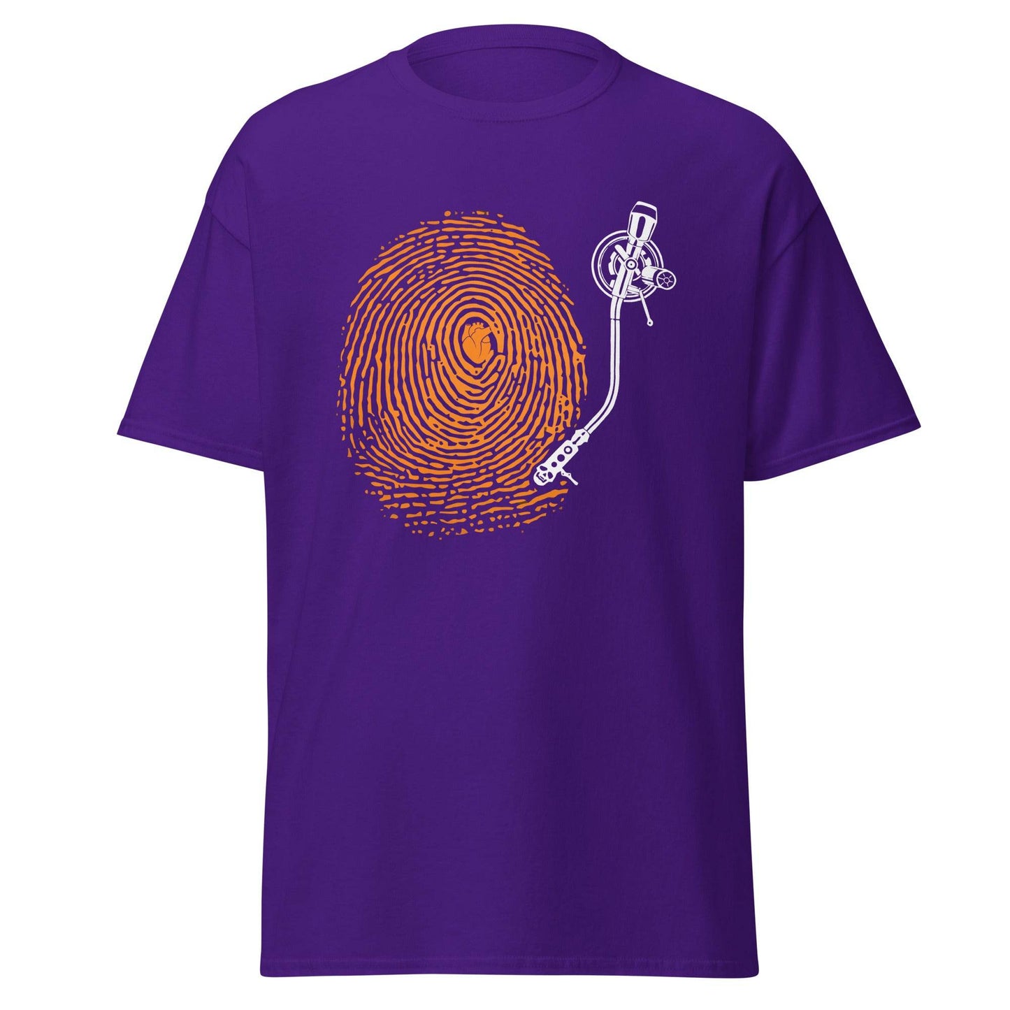 Vinyl Turntable Fingerprint Dj Human Heart Art Print Graphic T-Shirt - 101SHIRTS
