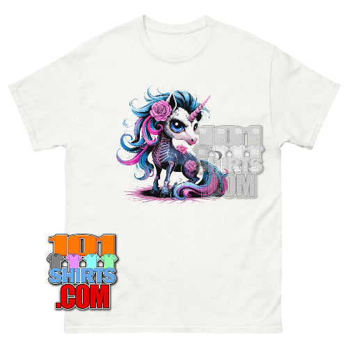 Gothic Unicorn Skeleton T-Shirt - Cute Day of the Dead Tee
