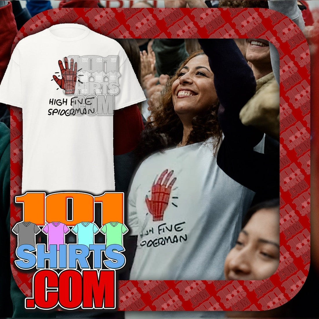 High Five Spiderman T-Shirt Graphic Print by 101shirts
