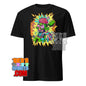Black cheugy meme t-shirt by 101SHIRTS with colorful abstract brain and monster graphic
