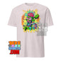 101SHIRTS cheugy meme t-shirt with colorful abstract brain and skeleton graphic on white background