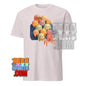 Light pink kawaii character t-shirt featuring cute colorful characters sitting on a couch watching TV