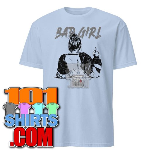 Light blue bad girl t-shirt for women featuring a middle finger graphic from 101SHIRTS