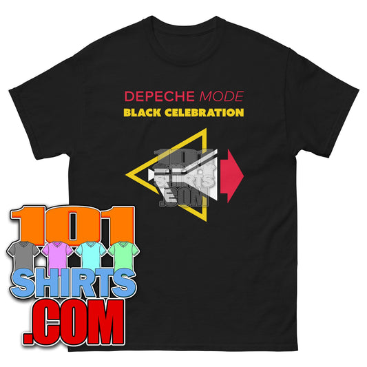 Depeche Mode Black Celebration t-shirt in black with colorful graphic design by 101SHIRTS
