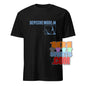 Black Depeche Mode M Concert t-shirt featuring blue graphic and text from 101SHIRTS