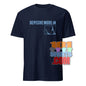 Navy blue Depeche Mode M Concert t-shirt with light blue graphic design and logo by 101SHIRTS