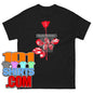 Black t-shirt with red rose graphic and Sweetest Perfection text featuring Depeche Mode Violator rose shirt