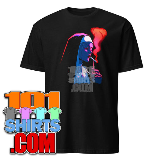 101SHIRTS Smoking Nun T-Shirt Unique Funny Tee - 101SHIRTS