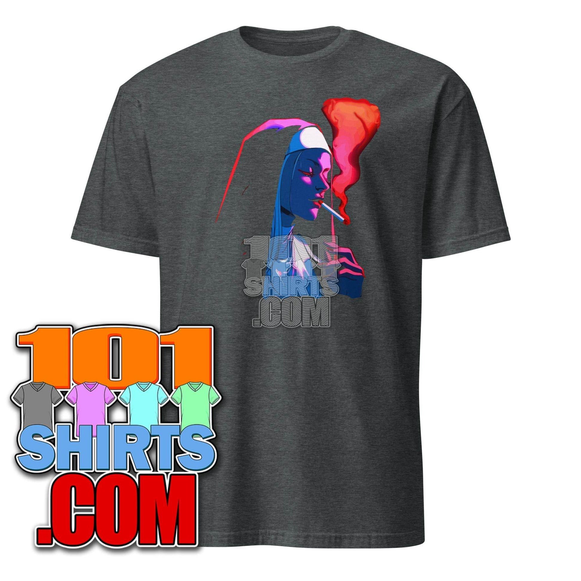 101SHIRTS Smoking Nun T-Shirt Unique Funny Tee - 101SHIRTS