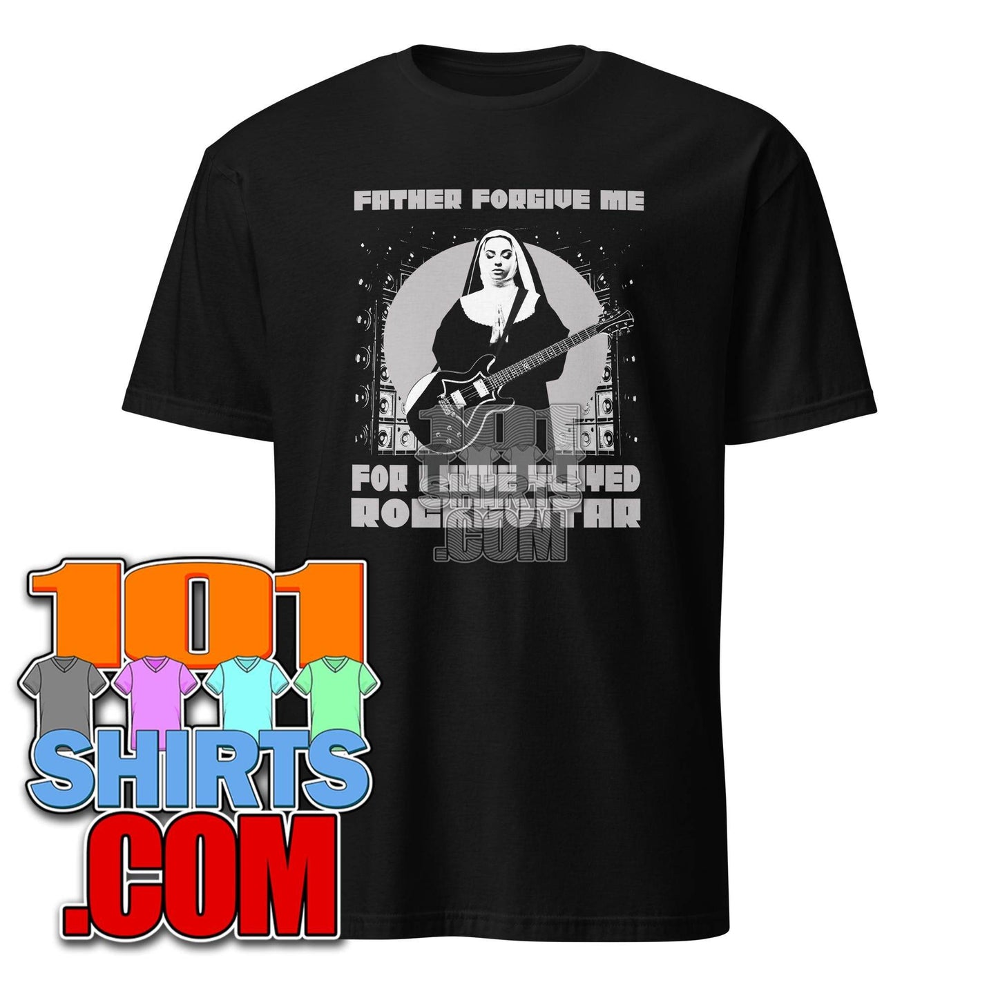 101SHIRTS Funny Rock Guitar Nun T-Shirt - 101SHIRTS