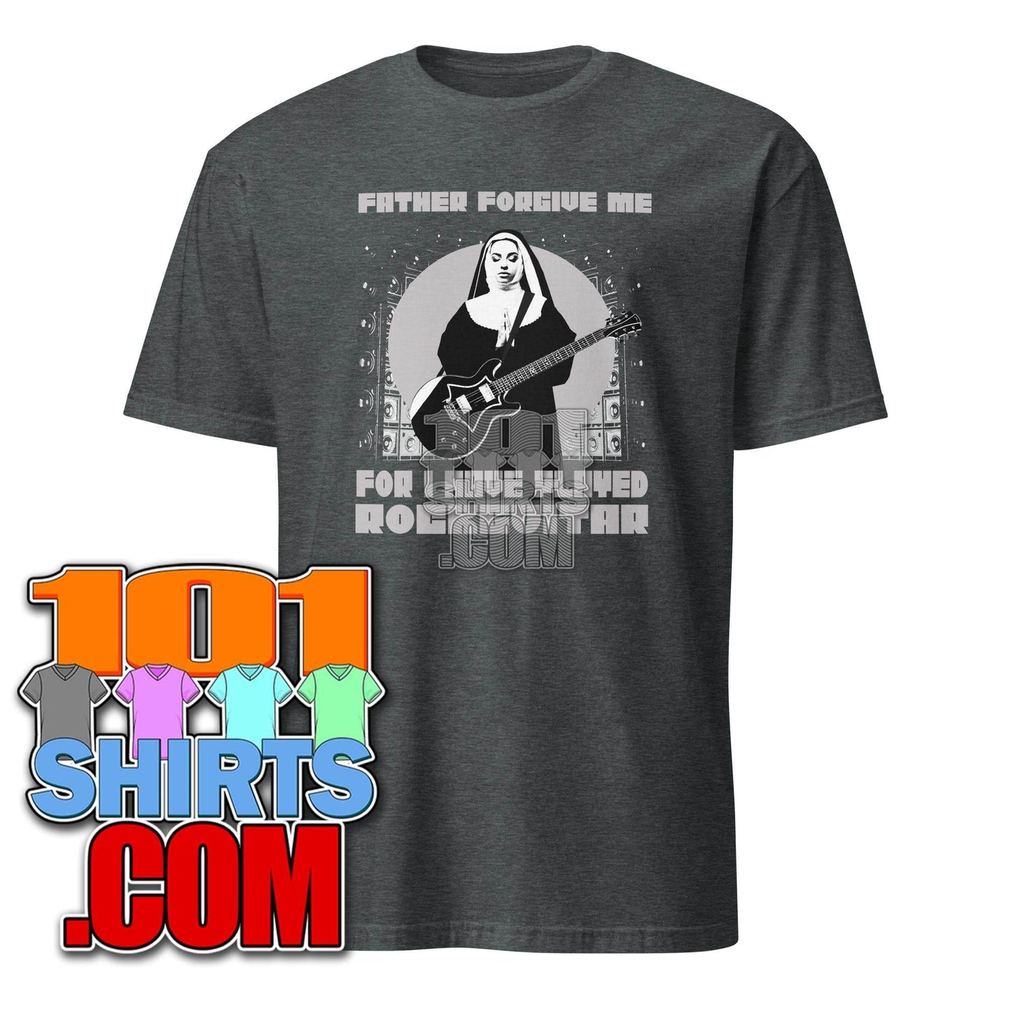 101SHIRTS Funny Rock Guitar Nun T-Shirt - 101SHIRTS