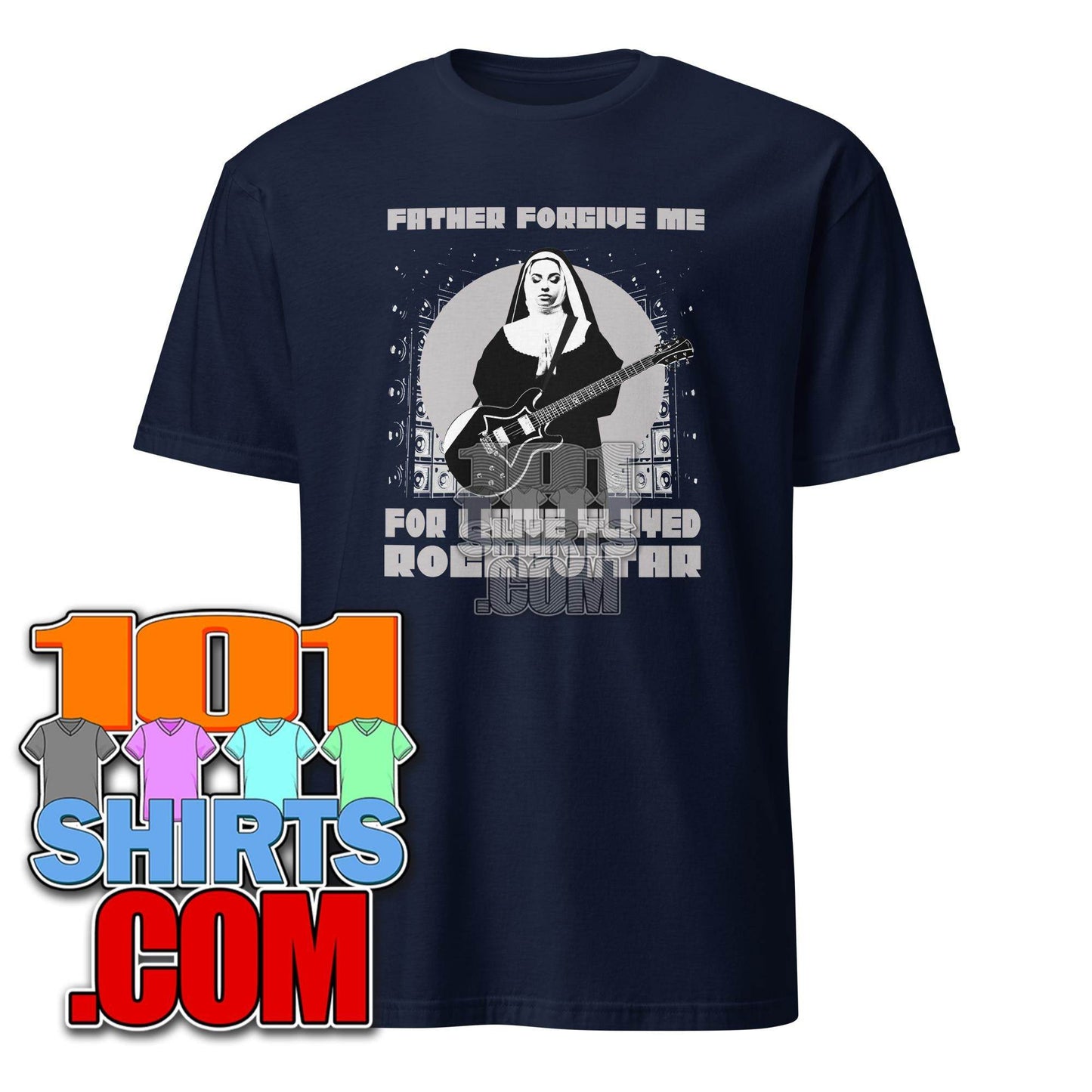 101SHIRTS Funny Rock Guitar Nun T-Shirt - 101SHIRTS