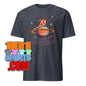 101SHIRTS funny shirts for unique souls dark gray t-shirt with planet and seated figure graphic