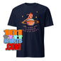 Navy blue T-shirt from 101SHIRTS with a space graphic and text, perfect funny shirts for unique souls