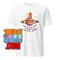 White T-shirt with colorful planet graphic and text no one on earth gets me funny shirts for unique souls